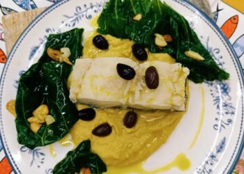 Bacalhau com Purê de Grão de Bico