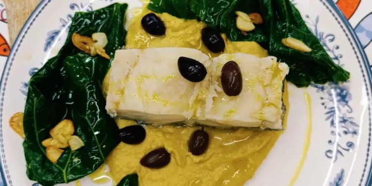 Bacalhau com Purê de Grão de Bico