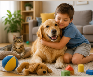 Abraço também tem limite: como ensinar as crianças a respeitarem cães e gatos nas férias?